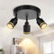 meoaow Deckenstrahler Schwarz Modern Deckenleuchte: 3 Flammig Schwenkbar Deckenspots Küchenlampe Metall Flurlampe Rund Schwarz GU10 Deckenlampe für Büro Wohnzimmer Schlafzimmer, Ohne Leuchtmittel