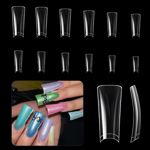 504x Duck Nails Tips Clear Nails Tips Half Covers False Nails Press On Nails Tips Curved Nails Tips Manicures Supplies