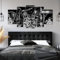 FatAco 5 Stücke Black and White Vintage Engine Gear Leinwand Poster Wanddekoration, Wandkunstdruck Set (Rahmenlos)