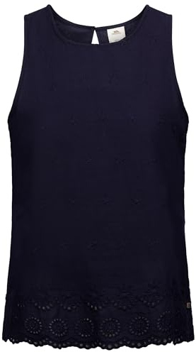 Trespass Womens Casual Sleeveless Top Zadie - Broderie Anglaise Lace Top, Ladies Round Neck Top Blouse Shirt, Vest Top for Women, 100% Cotton Fabric