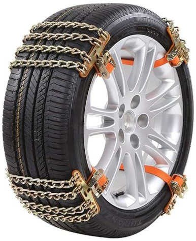 HSYJZSMY Für Audi Q7 7 Seats 2020-2023,4pcs Reifen Schneekette Anti Rutsch Einstellbare Ketten Reifen Rad Auto-Sicherheits-Reifenketten,S