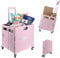 35 KG Folding Shopping Trolley with Lid | Collapsible Utility Cart for Storage, Laundry, Sports & Crafts | Portable Boot Cart Box with Telescopic Handle | Multipurpose Rolling Organiser (Pink)