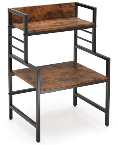 GIANTEX Especiero para Cocina 2 Niveles, Estantería de Especias en Forma de Escalera, 52 x 42 x 78 cm, con Kit Antivuelco y Patas Ajustable, Organizador de Especias para Cocina, Comedor