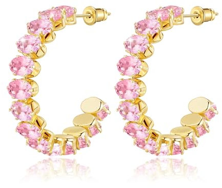 Linawe Orecchini pendenti grandi in oro rosa, orecchini da donna in acciaio inossidabile placcati in oro, orecchini alla moda con pietra