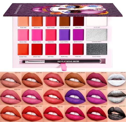 Pruojhw di rossetto per le donne, di labbra di trucco | Palette di 18 colori per le donne impermeabile - Texture morbida cremosa Cosmetici per costumi per