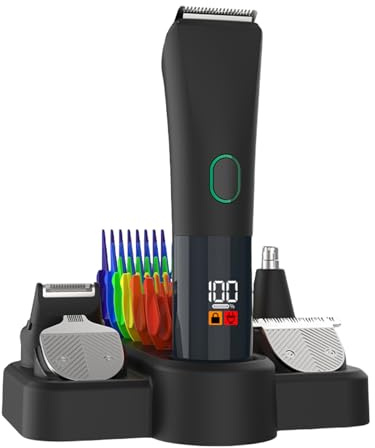 Tondeuse à barbe rechargeable imperméable + kit de soin pour oreilles, visage, corps et moustache