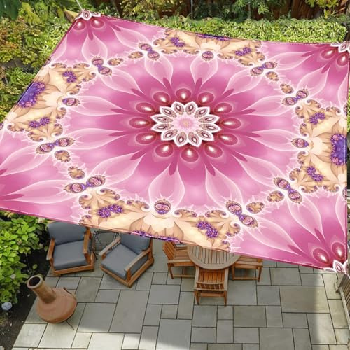 Morbuy Sonnensegel Wasserdicht Rechteckig mit Ösen und Seil, 3D-BatikDruck Sonnensegel Windschutz Polyester Stoff für Garten Terrasse Balkon, Camping (Pink,200x240cm)