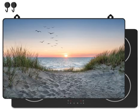 KitchyMist Herdabdeckplatte Strand und Dünen - 80x52 cm - Kochfeld Abdeckung - Induktionsschutz - Küchen-Spritzschutz
