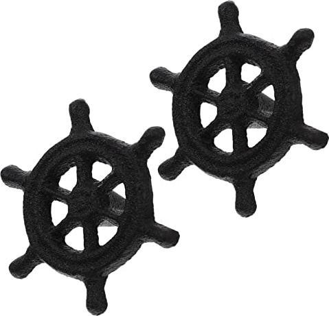 Operitacx Schrankknopf aus Gusseisen im Retro Ozeanstil, 2 Stück Schwarz | Ersatzgriff mit Angenehmem Zug, für Kommode und Küchenmöbel, Glatte Oberfläche im Antiklook