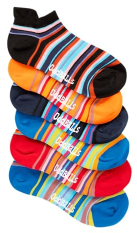 OddBalls | Sock Multipack | 5 Pack | Mens & Womens | Colourful Cotton Socks | Work Socks | Elasticated Ankle (UK, Numeric, 7, 10, Regular, Regular, Lines)