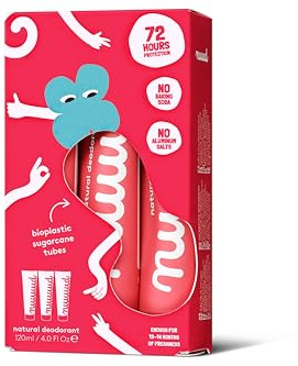 Nuud New Cream vegane Deocreme, XXL Pack Red, 3x40ml