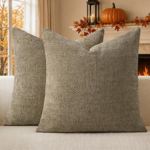 a moment Kissenbezug 40x40 Braun Chenille 2er Set Dekokissen Kissenbezüge