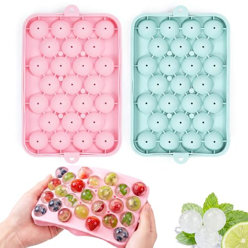 Kanzith Eiswürfelform Rund, 2 Stück BPA-freie Kleine Runde Eiswürfelformen | Silikon Runde Eiswürfelform für Saft, Cocktails, Kaffee, Whisky (2,5 x 2,5 x 2,5 cm)