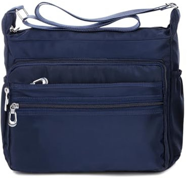 NOTAG Damen Umhängetasche, Wasserdicht Nylon Schultertasche Multi-Tasche Messenger Bag 2 Size (Blau, S)