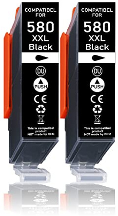 580XXL | 581XXL - 2 kompatible Druckerpatronen ersetzen Canon PGI-580XXL Black TR8550 TS6150 TS6151 TS6250 TS8150 TS8151 TS8152 TS8250 TS9150 TS9155 TS9550 TR7550