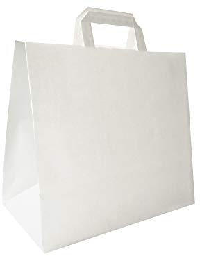 Carte Dozio - Shopper in Kraft con fondo quadro, color Bianco, maniglia piatta, f.to cm 32+17x29, cf 25 pz