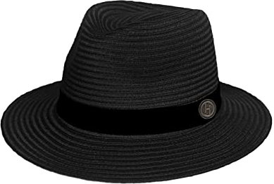 House of Ord Cape Town Reef Panama Fedora Hut Herren Sonnenhut Packbarer Golf Strohhut UV Schutz 50 Schwarz Größe M/58cm
