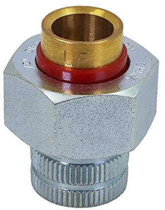 Midline Valve EVGT0114-OM - Tubo de unión dieléctrica (1-1/4, FIP x SWT, reduce la electrolisis, latón x acero inoxidable)