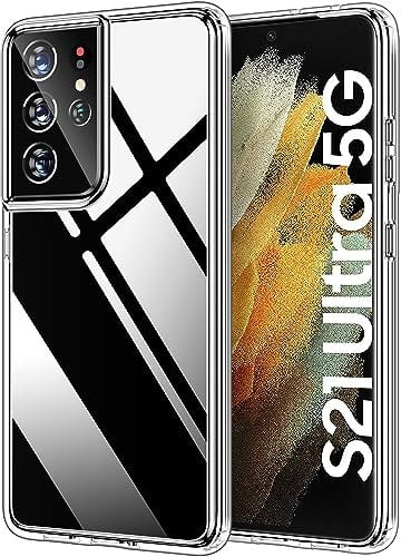 HOOMIL Case for Samsung Galaxy S21 Ultra 5G, Non-Yellowing, Drop Protection, Anti-Scratch Transparent Hard Back Phone Cover - Crystal Clear