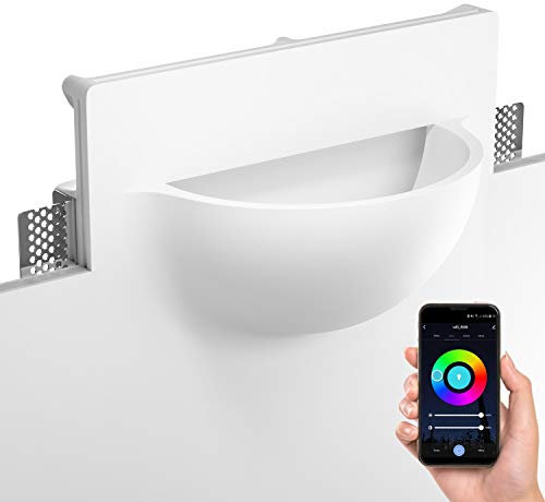 ledscom.de Gips Wandleuchte GIEDI DIY, Einbau, inkl. Smart Home RGBW E14 LED Lampe, 4,925W, 572lm