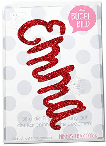 GLITZER Bügelbild Name Wunschname Wunschtext, handwriting, Anfangsbuchstabe groß, Rest klein geschrieben, Aufbügler Applikationen Bügelsticker für Stoffe Textilien Kinder zum Aufbügeln Flicken