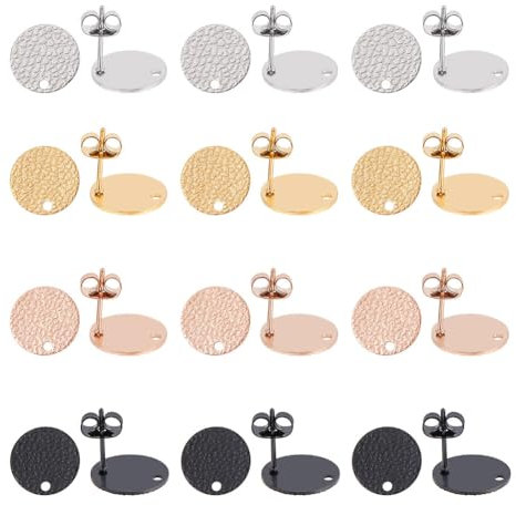UNICRAFTALE Über 32pcs 4 Farben Flache Runde Ohrstecker Erkenntnisse 0.8mm Pin Edelstahl DIY Ohrstecker Mit Ohrnüssen Und Schleife Metall DIY Ohrringe Für Die Schmuckherstellung