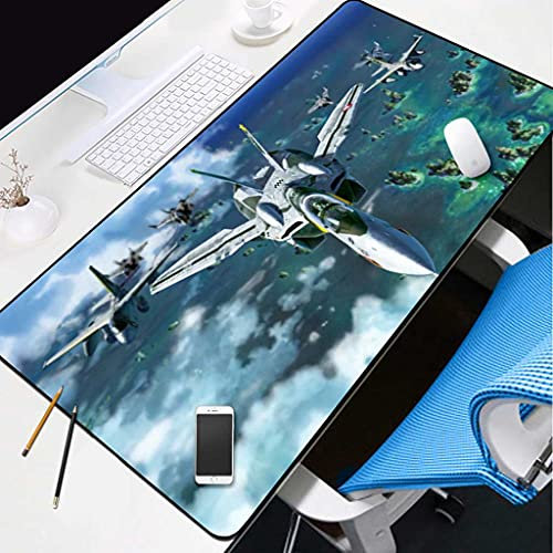 KJXNED - Tapis de Souris Gaming XXL 800x300 mm Avion De Combat en Mer Bleu Gamer Mouse Pad Surface Antiderapant Base en Caoutchouc Antidérapante pour Gamer PC et Ordinateur Portable
