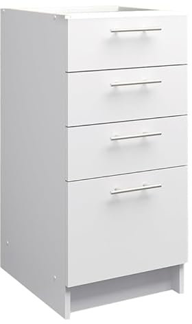 JD Greta Fixed Height 400mm Kitchen Drawer Base Cabinet Floor Unit (Without Worktop) – White Matt