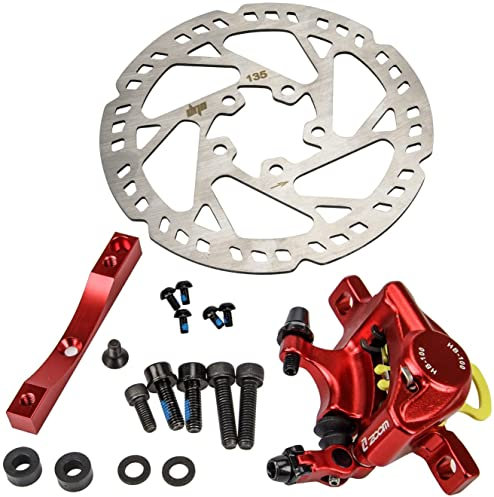 VOLOHAS Elektro Scooter Bremsscheibe mit Hydraulischer Bremse Kit für Xiaomi Pro 2 Elektro Scooter Bremsbelag Kolben Hydraulische Bremse Halterung Adapter Klemme Roller Zubehör Ersatzteil (Rot)