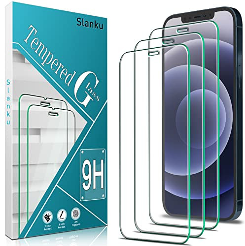 Slanku 3 Pack Screen Protector for iPhone 12 Pro Max (6.7 inch), 9H Tempered Glass Film, Full Coverage, Anti Scratch, Case Friendly, NO Bubble