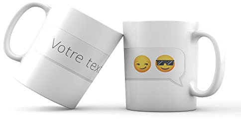 Tasse aus Keramik mit Spruch - Emoji 7 mit Wunsch - Weiß