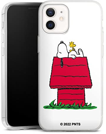 Slim Case extra dünn kompatibel mit Apple iPhone 12 mini Silikon Handyhülle transparent Hülle Snoopy Offizielles Lizenzprodukt Peanuts