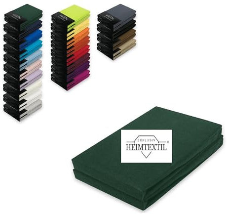 EXKLUSIV HEIMTEXTIL Jersey Spannbettlaken Marke Doppelpack 60 x 120-70 x 140 cm 100% Baumwolle, Öko - Tex Zertifiziert, Markenqualität, Matratzenhöhe bis 10 cm, Dunkelgrün