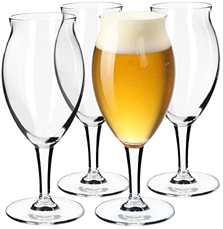 KADAX Biergläser Set, 410 ml, Biertulpen aus Glas, Biergläser für Pils, Helles, Weizen & Craft Beer, Bierglas, Bierkrug, Gläser für Bier, Weizenbiergläser (4 Stück)