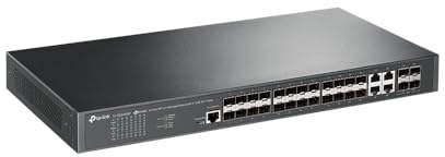 TP-LINK JetStreama ¢ 24-Port Gigabit L2+ Managed Switch with 4 10GE SFP+ Slots 24A 1 Gbps IPv6 SNMP RJ-45 Rack-Modul 1 HE