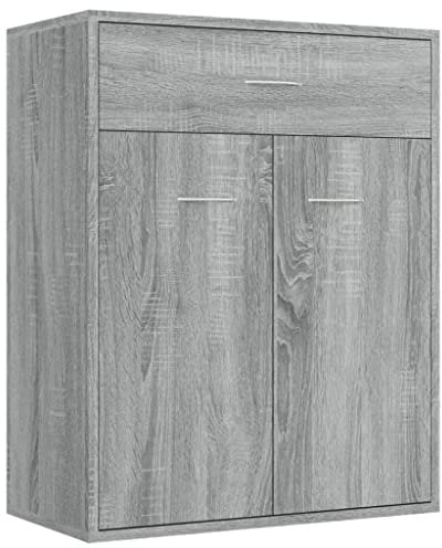 vidaXL Sideboard, Kommode mit viel Stauraum, Schrank mit 1 Schublade 2 Türen, Mehrzweckschrank Anrichte für Wohnzimmer, Modern, Grau Sonoma 60x30x75cm Holzwerkstoff