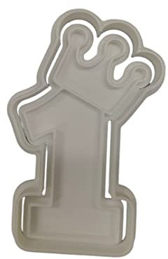 The Cookie Cutter Hub Emporte-pièce en forme de couronne en forme de chiffre 1 et gaufrage assorti pour cookies, biscuits, argile, décoration de pâtisserie 9 cm
