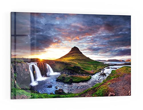 DEQORI Küchenrückwand Glas | Motiv Kirchberg Panorama | 60x40 cm | Bad- oder Herd-Rückwand | Herdblende Spritzschutz für Küche & Badezimmer | moderne Deko für Fliesenspiegel