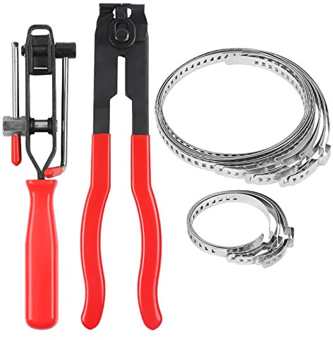 MaxEarn 32Pcs CV Boot Clamp Kit (15 Large + 15 Small) With Ear Clamp Pliers and Hose Joint Band Pliers, Universal Adjustable Axle Repair Clamps for Car Truck SUV