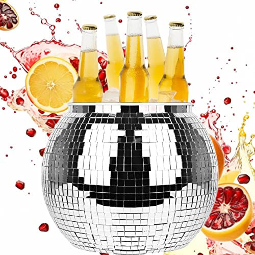 Disco Ball Ice Bucket Beverage Tubs Disco Ball Bowl Vase Cup Drink Bucket for Parties,Large Retro Drink Bucket for Beer Cocktail Wine Champagne Cold Drinks, Disco Party Supplies Decor (One Size2)