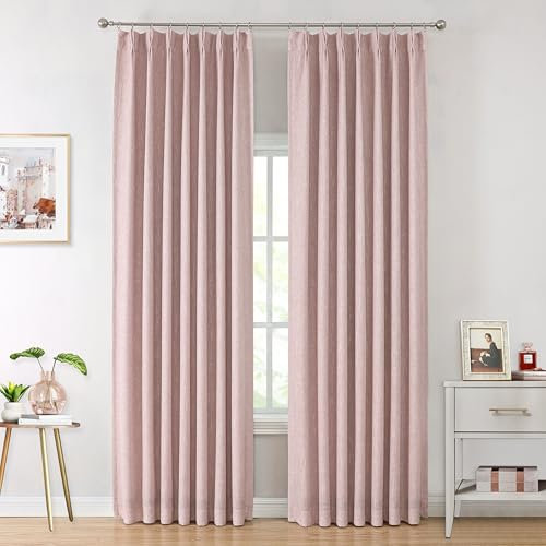 Vision Home Pink Full Blackout Curtains Pinch Pleated Room Darkening Window Panels 84 inch for Girls Bedroom Living Room Thermal Insulated Pinch Pleat Pink Drapes with Hooks Back Tab 40 Wx84 Lx2