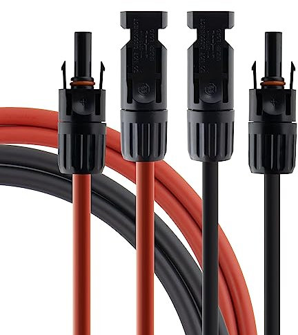 SeKi Solarkabel 4 mm² rot/schwarz - 5,0m; inkl. Steckverbindern; Verlängerungskabel; PV Kabel H1Z2Z2-K; Anschlusset 1x rot + 1x schwarz