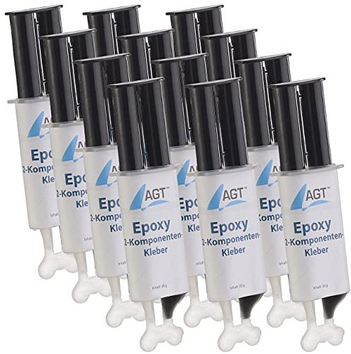AGT Kleber für Montagen: Epoxy 2-Komponenten-Kleber, hohe Belastbarkeit: 23 N/mm², 12er-Pack (zwei Komponenten, Epoxy Metallkleber)