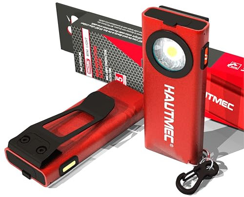 HAUTMEC Mini EDC Torch, Work Rechargeable Torch Light,400 Lumens Flashlight with Magnetic Base & Clip,Type-C Charging for Outdoor, Car Repairing, Garage,Camping HT0332
