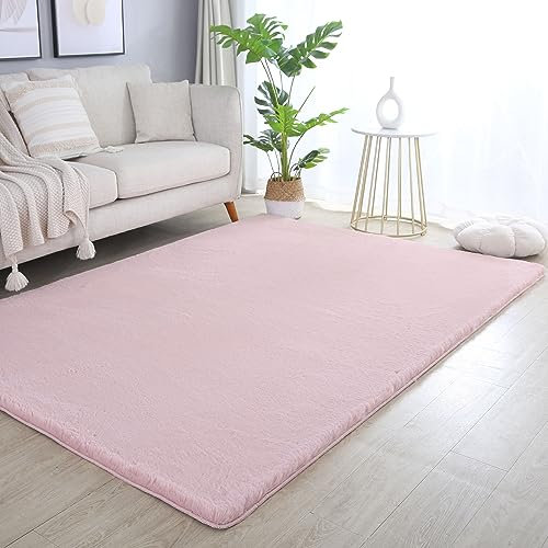 Carpettex Hochflor Teppich Wohnzimmer Shaggy Flokati Teppich Modern Einfarbig Kleiner 60 x 110 cm Flur Teppich Läufer Rosa - Teppich Schlafzimmer Weich Flauschig Waschbar Küchenläufer