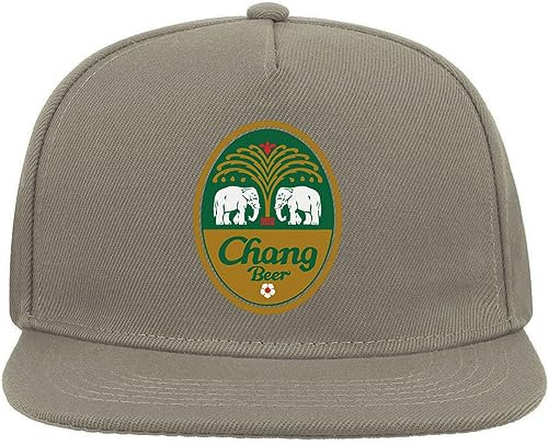 Chang Round Elephant Logo Snapback Flat Visor Cotton Blend Cap Grau