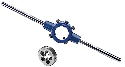CoCud Juego de Machos y Terrajas 1/2-28 Unef Macho para Roscar y Adaptador para Diámetros 26mm a 38mm/Terraja M12-M16 Juego de Herramientas (para Reparación Roscas) 1 Juego