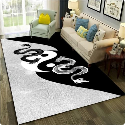 Chinesisch 3D Tai Chi Yin Yang Teppich,Home Wohnzimmer Schlafzimmer Sofa Dekor Teppich Fußmatte,Kinder Spielen rutschfest Bereich Teppich Bodenmatte