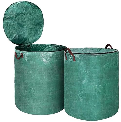 Lot de 2 sacs poubelle pliables en polypropylène imperméable et réutilisable pour la cour et le camping Vert 100 l