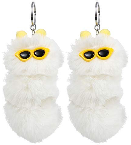 DRESSOOS 2stücke Plüsch Schlüsselanhänger Raupe Kuschelig Weiche Anhänger Für Taschen Beutel Und Schlüsselbund Niedliches Accessoire Aus Hochwertigem Plüsch